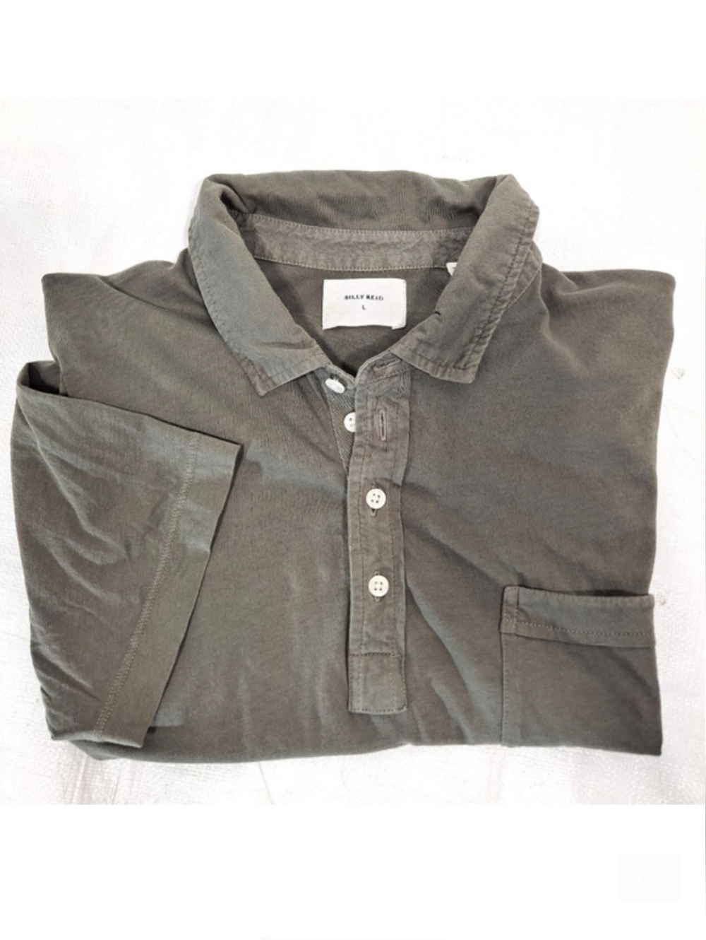 Billy Reid Green Cotton Button Up Short Sleeve Polo